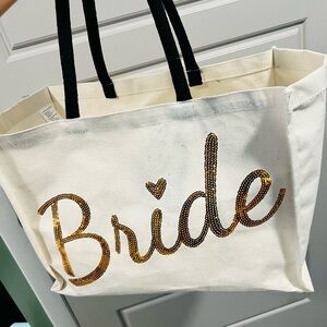 Bride Canvas Tote Bag - White and Gold
